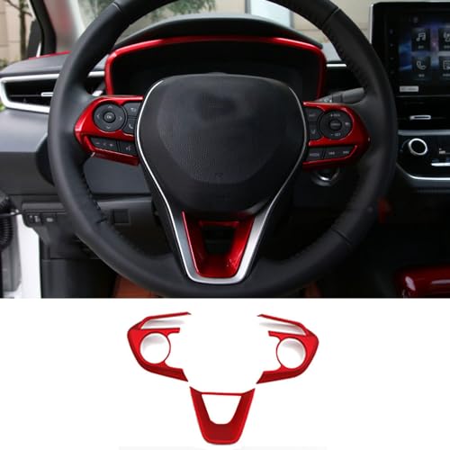 BOYUER for Toyota Corolla 2020-2026 Corolla Cross 2019-2025 Corolla Hatchback 3PCS ABS Steering Wheel Panel Cover Trim Sticker Car Interior Accessories Decoration Panel Moulding TrimsWine red