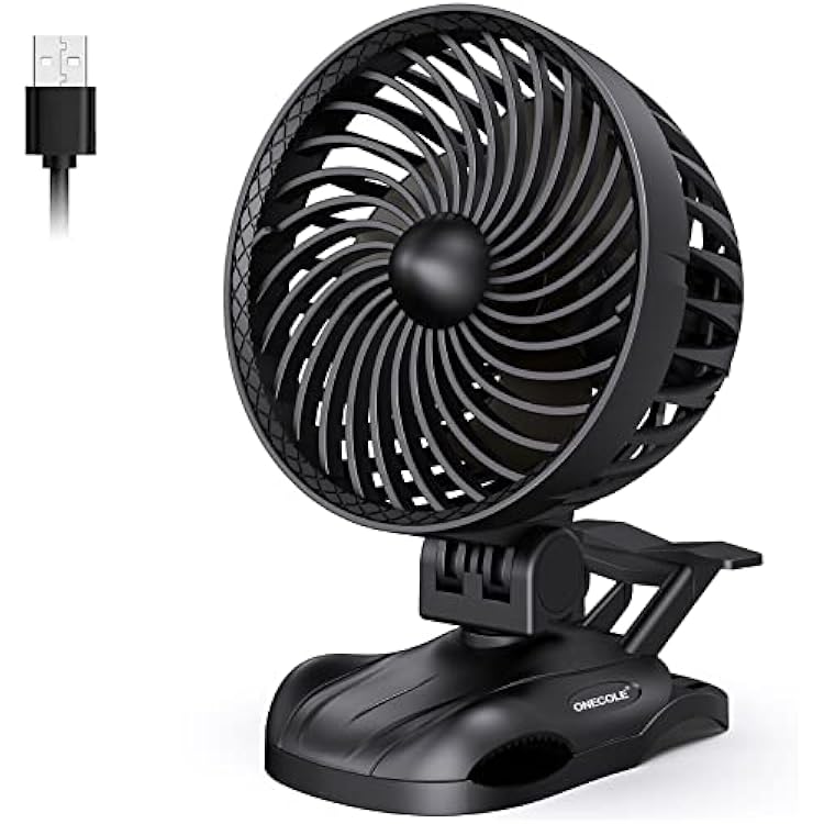 Portable 6 inch Clip on Fan and Small Desk Fan, CVT Speeds USB Fan, 360 Adjustable Tilt, Quiet Personal Fan and Easy Clean Removable Fan, Ideal for Office Bed Home