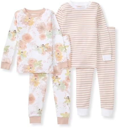 Burts Bees Baby Girls Pajamas, 2-Piece Long Sleeve Tee and Pants Organic Cotton PJ Set