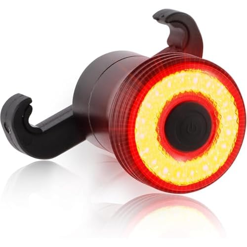 Smart Bike Tail Light, Brake Sensing, Auto OnOff, Super Bright 22 LEDs Rear Bike Light, 5 Lighting Modes, USB C Rechargeable Bicycle Taillight, IP65 Waterproof, Saddle and Seatpost Mount