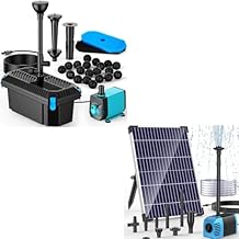 POPOSOAP 40W Pond Filter Kit & 12W Solar Water Fountain Pump Kit for Outdoor Ponds Clean, Clear, and Add Water Features
