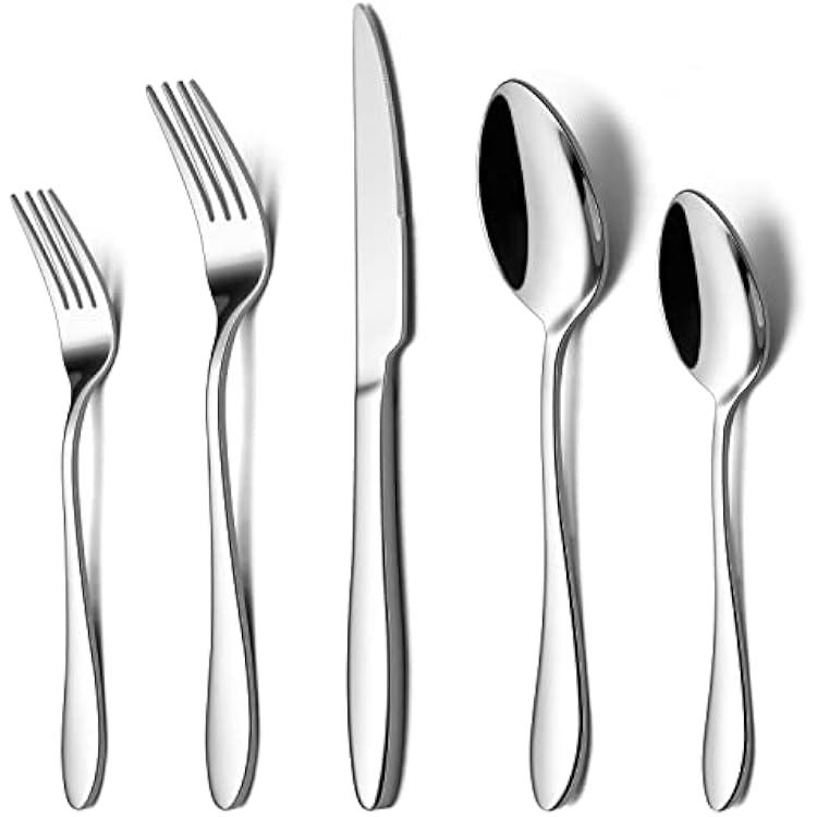 LIANYU 60 Piece Silverware Flatware Set for 12, Stainless Steel Home Kitchen Hotel Restaurant Cutlery Set, Eating Utensils, Mirror Finished, Dishwasher Safe