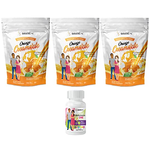 BariatricPal 90-Day Bariatric Vitamin Bundle Multivitamin ONE 1 per Day! Capsule with 60mg Iron and Calcium Citrate Soft Chews 500mg with Probiotics - Orange Creamsicle