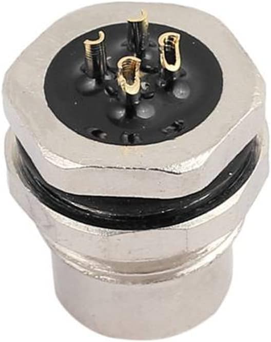 M12 Connector 4 Pin A Code Female Straight Socket Receptacle Solder Panel Mount Non-Shielded IP67 Waterproof, 22AWG Compatible, Thread Locking