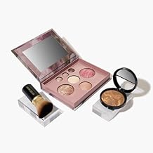 LAURA GELLER NEW YORK Baked Starter Kit: Baked Balance-n-Brighten Powder Foundation, Sand and Best of the Best Palette Blush Bronzer Highlighter Eyeshadow and Retractable Kabuki Brush