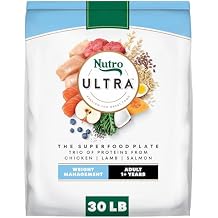 Nutro Ultra Adult Weight Management Dry Dog Food, Weight Management Dog Food Dry Chicken, Lamb and Salmon Recipe with a Protein Trio, 30 lb. Bag