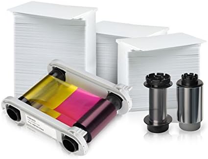 AlphaCard Evolis 500 Print YMCK Ribbon (RT4F010AAA), Clear 500 Print Retransfer Film (RTCL009NAA) and 500 Premium Blank PVC Cards Bundle
