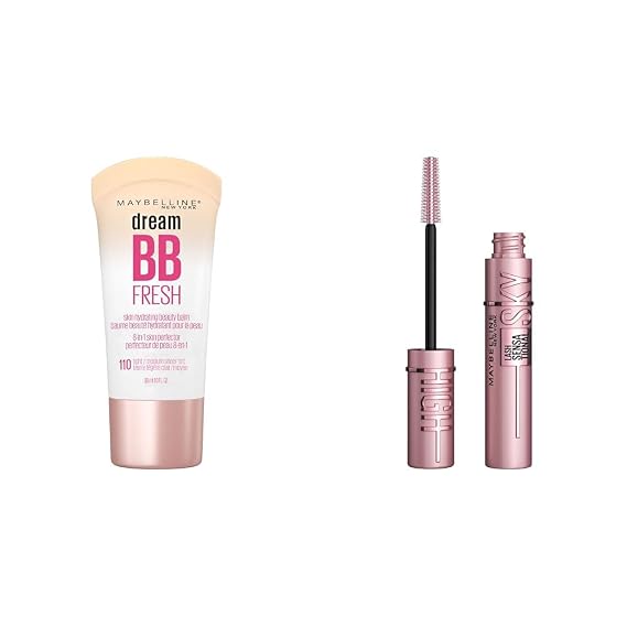 Maybelline Dream Fresh Skin Hydrating BB cream & Maybelline Lash Sensational Sky High Washable Mascara Makeup
