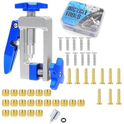 2 in 1 Bike Hydraulic Brake Hose Line Cutter and Bike Hydraulic Brake Line Fitting Insert Tool with 20 pcs BH59 BH90 Brass Olives Kit