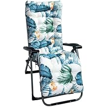 Moclever Chaise Lounge Cushion,67IN Lounge Chaise Cushion Sun Lounger Mattress with Non-Slip Back Elastic Sleeve for Garden Outdoor/Indoor/Sofa/Tatami/Car Seat/Bench-White-BlueLeaf