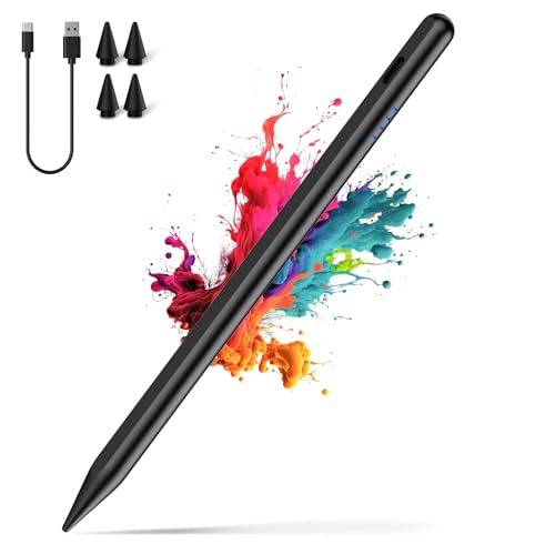 Stylus Pen for iPad 2018-2025, 20 Mins USB-C Fast Charging with Tilt Sensitivity & Palm Rejection, Tablet Pencil for iPad 67891011A16, Air 345M2M3, Mini 56, Pro 1112.9M4,Black
