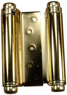 Hinge Outlet Adjustable Double Action Spring Hinge, Saloon, Swinging or Cafe Door Hinges - Highly Rust-Resistant, Self-Closing, Dual-Swing (5 Inch, Brass)
