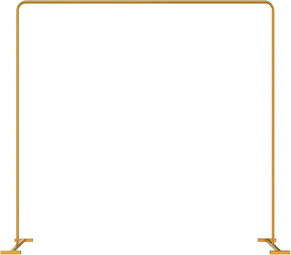 LANGXUN Heavy Duty Metal Square Backdrop Stand Arch for Wedding Birthday Graduation Decorations, Ceremony Reception, Event Party Supplies, Baby Shower Photo Booth Background Supplies (Gold)