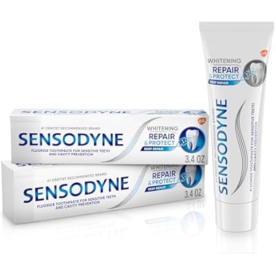 Sensodyne Repair and Protect Whitening Toothpaste, Toothpaste for Sensitive Teeth and Cavity Prevention, 3.4 oz Pack of 2