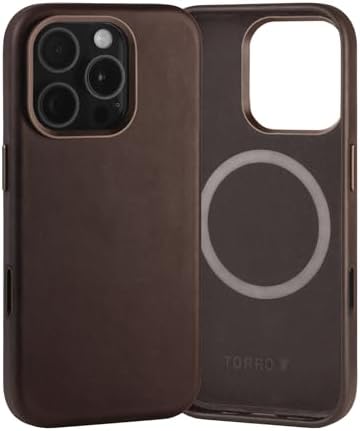 TORRO Case Compatible with iPhone 16 Pro Max Premium Leather MagSafe Charging Compatible, Slim Bumper Case Dark Brown