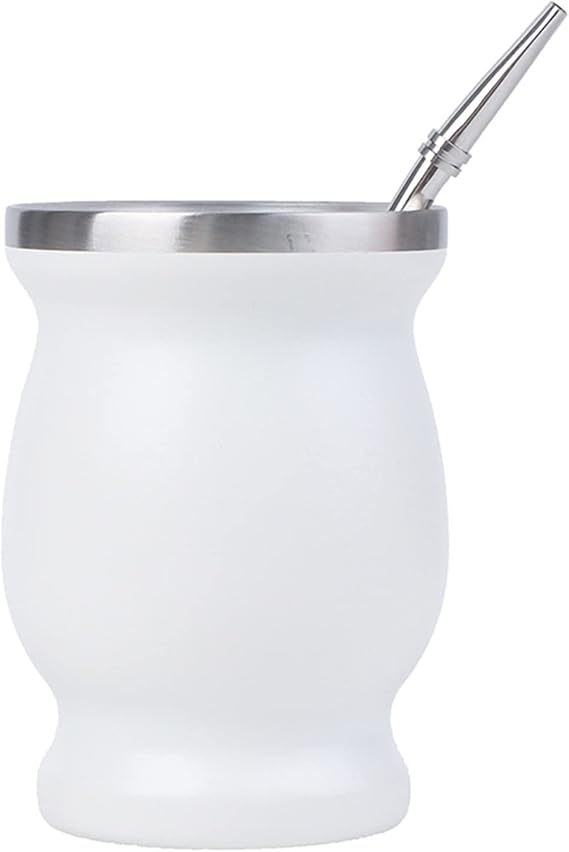 1 Pack Yerba Mate Cups 304 Stainless Steel 8oz 8oz 8oz Yarba Fellow Gourd Belt Bombilas Easily Prepare and Clean Color: WT