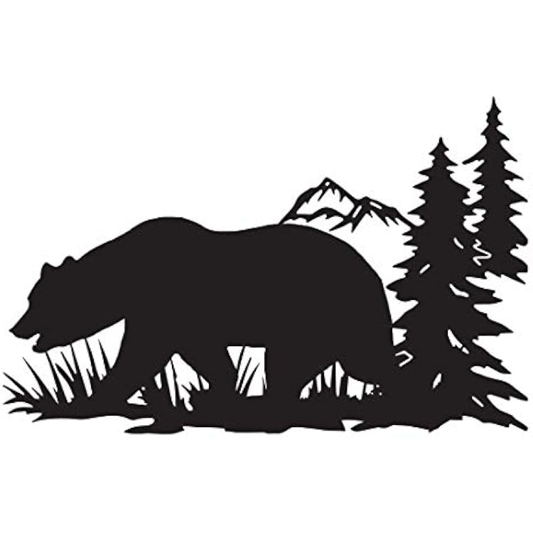 Bear Hunting Forest 1 Black Set of 2 Premium Waterproof Vinyl Decal Stickers for Laptop Phone Helmet Car Bumper Mug Tuber Cup Door Wall Decoration
