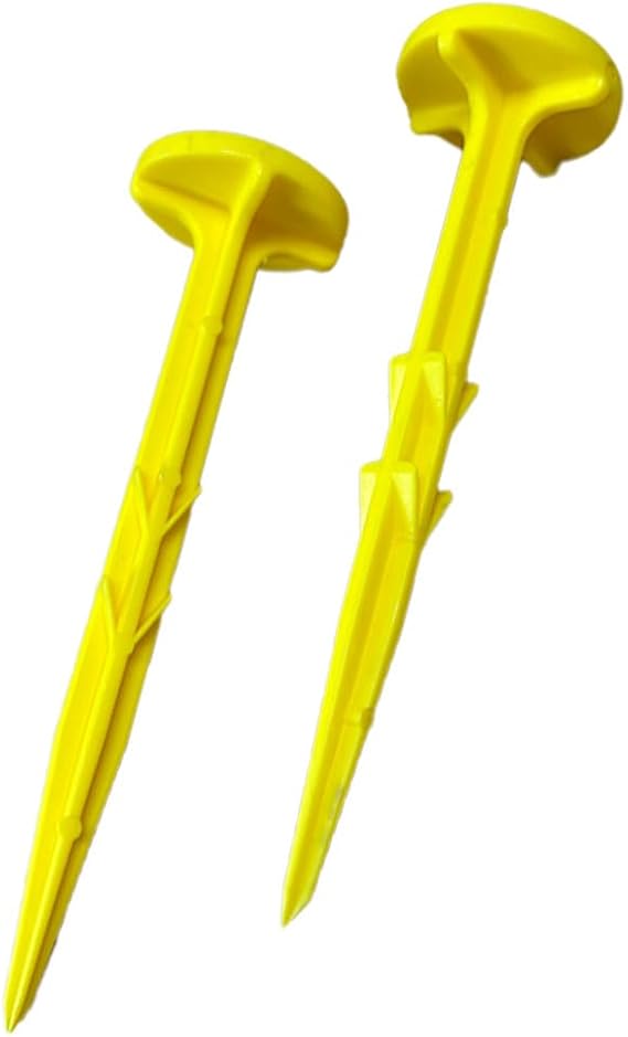 Low Profile Survey Stakes - High-Visibility - Survey Markers Boundary Markers Hi-Vis Garden Stakes (10-Pack (Yellow)