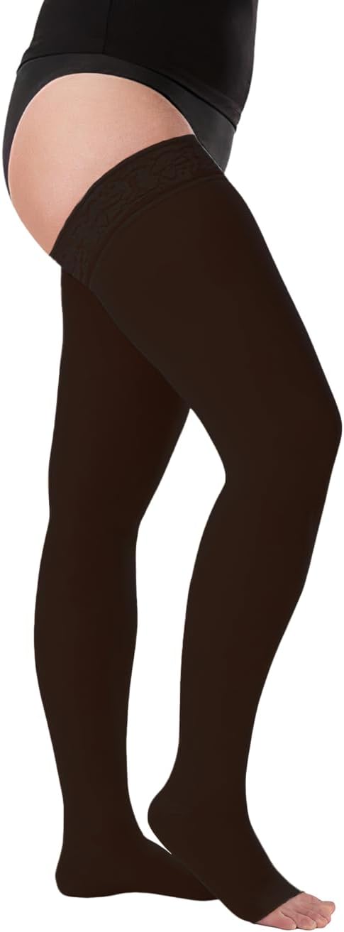 Juzo Soft 30-40 mmHg Compression Stockings, Thigh High, Silicone Band, Open Toe | Compression Socks for Women/ Men for Severe Varicosities & Edema, Orthostatic Hypotension, Post-Op
