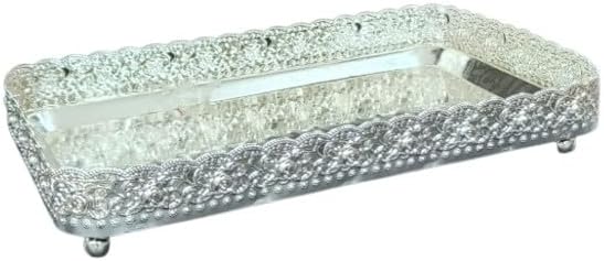 German Silver Rectangle Shape Tray for Serving Snacks/Diwali Pooja/Housewarming