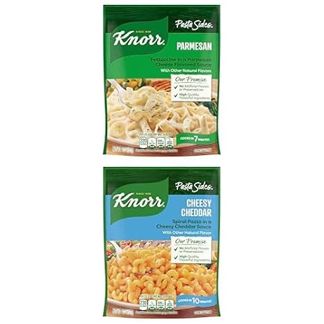 Discover Delicious Knorr Pasta Sides Bundle: Parmesan & Cheesy Rotini - Quick, Flavorful Pasta Dishes with No Artificial Flavors or Preservatives, 4.3 oz 2ct Each