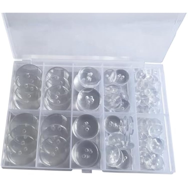 100 Pcs Resin Clear Buttons, 5 Mixed Sizes of Sewing Buttons, 4-Hole Craft Button for Sewing, Suits, DIY and Decoration