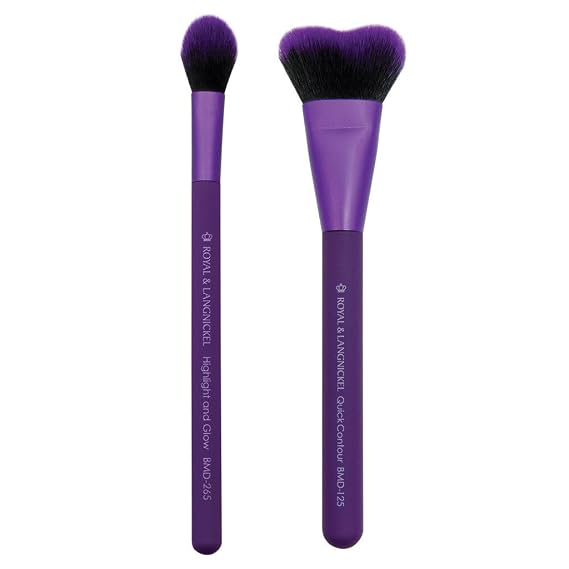 MODA Perfect Pairs Insta-Glow Kit Travel Size Highlight & Contour Brush Duo Vegan & Cruelty-Free Makeup Brush Set