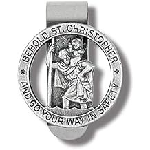 hwojjha Round Saint St Christopher Go Your Way in Saftey Proctection Visor Clip, 1 3/8 Inch (Dia) (Pewter)