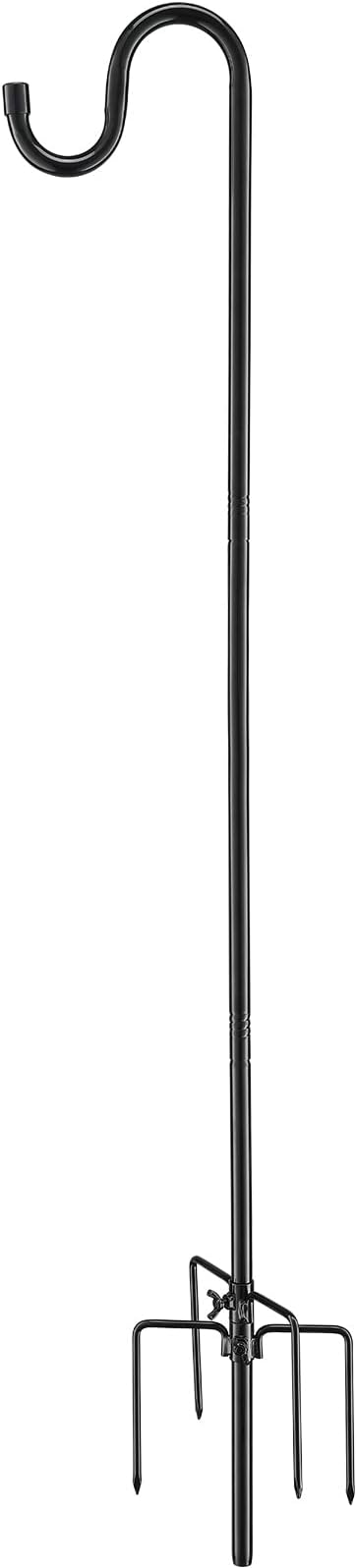 62 Inch Bird Feeder Pole, Shepherds Hook for Bird Feeders for Outside, Garden Hanger Stand for Hummingbird Feeder, Wind Chime, Lantern, Adjustable 5 Prongs Base