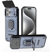 for iPhone 17 Pro Max Case with Slide Camera Cover, Military Grade Shockproof Heavy Duty Case with Magnetic Ring Kickstand for Apple 17 Pro Max- Armor Blue