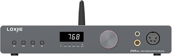 LOXJIE D40 Pro, decoder headphone amplifier, ES 9039MS Pro Chip, MQA full decoder, support for transmission DSD, OPA1612, XU-316, Bluetooth 5.0, with remote control (grey)