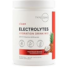 Type Zero Clean Electrolytes Hydration Powder Drink Mix + 14 Essential Vitamins & Minerals - Sugar Free, Zero Artificial Ingredients - Fruit Punch, 50 Servings
