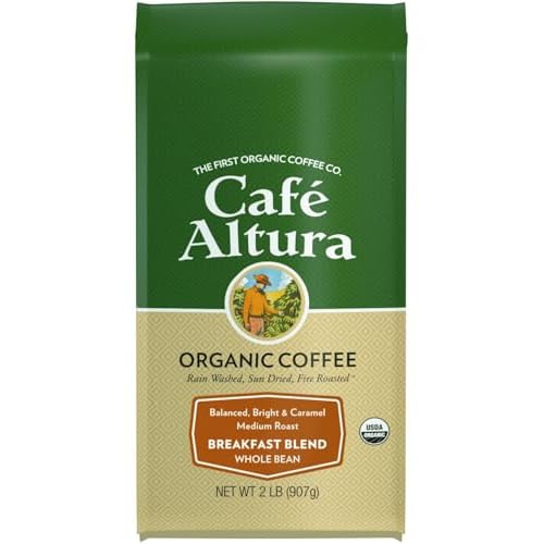 Cafe Altura Whole Bean Organic Coffee, Breakfast Blend, 2 lb Bag