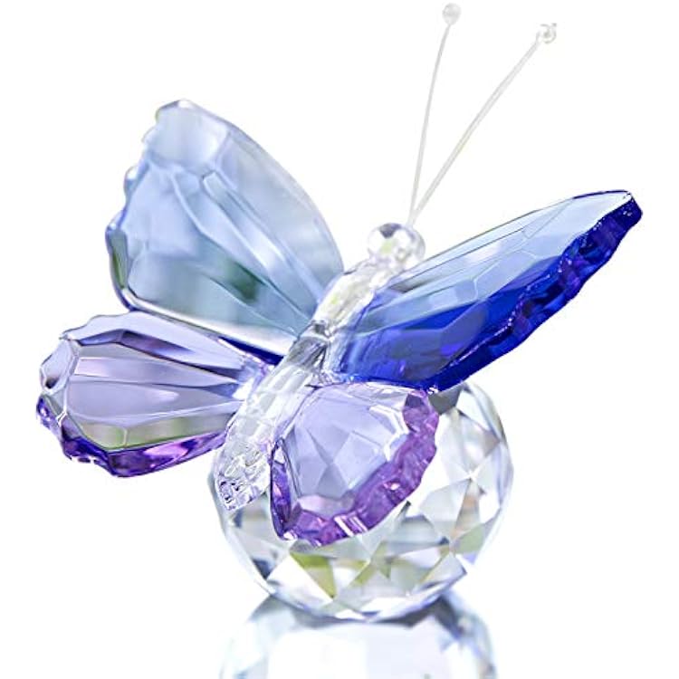 H&D HYALINE & DORA Crystal Cut Butterfly Animal Ornament Decoration for Office Table Home Bedroom