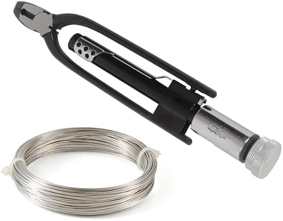 MOTO4U 9 Inch Reversible Wire Twister Pliers with 50Ft Stainless Steel Safety Wire,Safety Wire pliers,Left and Right Twists,w/Side Cutter & Serrated Jaws,for Vehicles Machinery and Aircraft