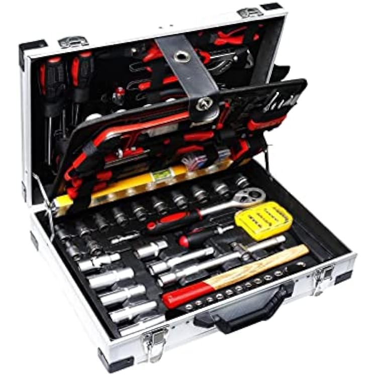 Mechanics Tool Set, Home Tool Kit, 4-layer Complete Tool Kits, Household Tool Kit, Professional Tool Set, Auto Repair Tool Kit, DIY Project Basic Tool Set With Aluminum Bandage Design