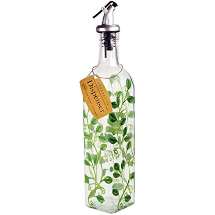 Grant Howard Vines Hand Painted Glass Oil and Vinegar Cruet, 16 oz, Multicolor