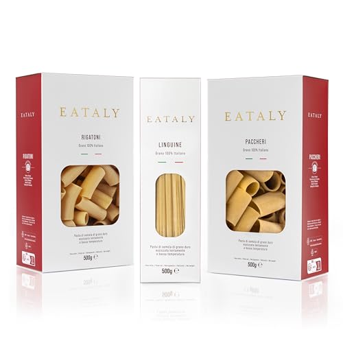 Eataly Essentials Pasta Bundle Pack- Linguine, Paccheri & Rigatoni, 3-500g 17 oz. Boxes- 1 Each