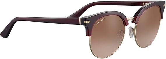 Serengeti - Susan, Shiny Transparent Burgundy Shiny Light Gold Metal, Mineral Polarized Drivers Gradient Cat 2 to 3, Medium, Sunglasses, Feminine, Adult