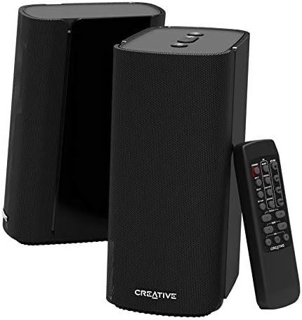 Creative T100 2.75 inch Full Range Driver with 40WRMS Digital Amplifier, Bluetooth, Light Input, Analog Input, Remote Control, 2.0CH Speaker SP-T100-BK