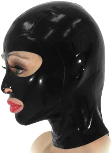 Latex Mask Rubber Hood with Big Eyes for Latex Lovers,Handmade Rubber Mask with Back Zipper