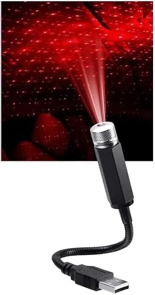1Pc Red Light Mini Led Projection Lamp Night, USB Car Roof Star Projector Night Light, Led Projection,Mini Lamp Star Night [Energy Class A]