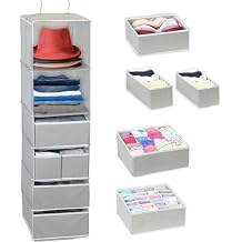 Simple Houseware 6 Shelf Hanging Closet Organizer with 5 Drawers Storage, Gray