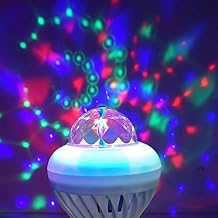 QLEE Led Rotating Disco Bulb Motorized Spinning Disco DJ Light 3 Model Changing Color Projection Bulb Multi Crystal Stage Light for Birthday Party Club Bar Rotating Auto Night Light