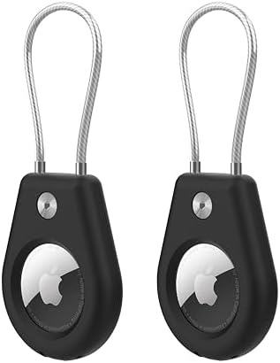 Compatible with AirTag Holder Keychain, Secure Lock Holder with Wire Cable Compatible with Apple Air tag, Anti-Lost Protective Air Tag Cases for Keys, Backpack, Luggage2 Pack