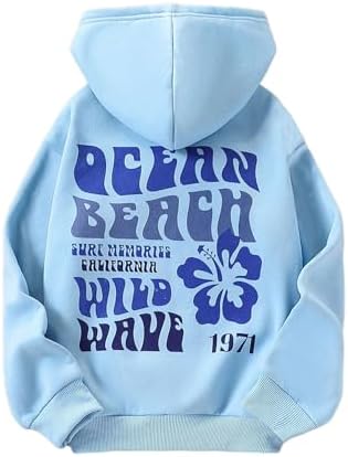 COZYEASE Girl's Floral Graphic Hoodie Long Sleeve Hooded Neck Sweatshirt Pullovers with Pocket