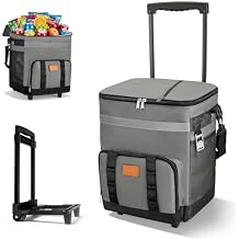 60-Cans Large Rolling Cooler Bag, Leakproof Insulated Soft Cooler Bag Ice Chest with Wheels Portable Wheeled Cooler, Collapsible Insulated Cooler Bag for Beach Camping Patio Travel Outdoor