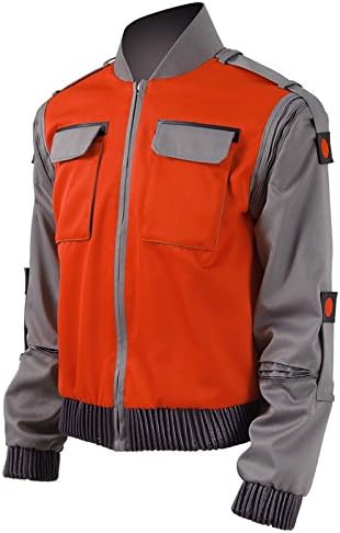 Adult Marty Mcfly Costume Men Jacket Zipper Coat Suit