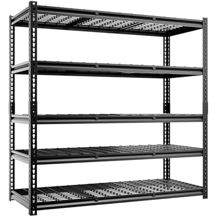 5-Tier 60 W X 24 D X 78 H Garage Shelving Metal Storage Shelves 3300LBS Heavy Duty Industrial Shelving Adjustable Garage Shelf Unit Utility Storage RacksBlack