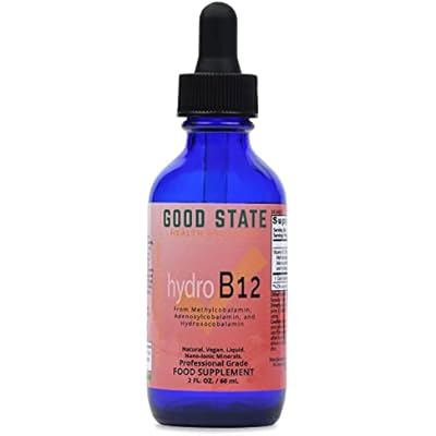 Good State | Liquid Hydro B12 | 2oz | 3,000 mcg per 1 mL | 60 Servings | from Methylcobalamin, Adenosylcobalamin, and Hydroxocobalamin | Vegan Friendly
